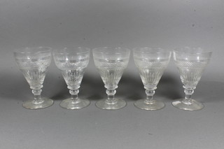 A set of 5 19th Century cut glass rummers