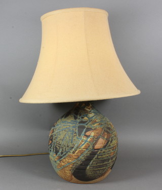 An Art Pottery table lamp, the base incised saltire mark 9"