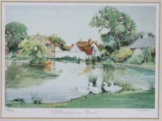 M E Seton, limited edition artists proof "Rottingdean Pond" 8" x 10"