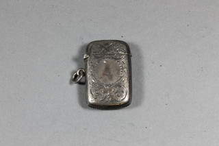 A Victorian engraved silver vesta case Birmingham 1899