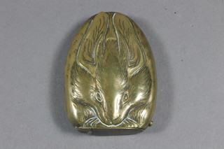 A brass vesta case in the form of a hare
