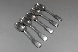 A set of 6 Victorian silver fiddle pattern teaspoons Exeter 1875 by J Wimpel & Co, 2 ozs
