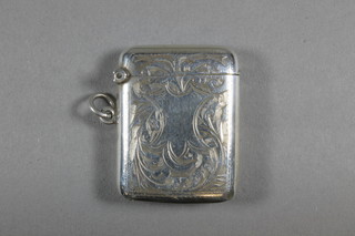 An engraved silver vesta case Birmingham 1919