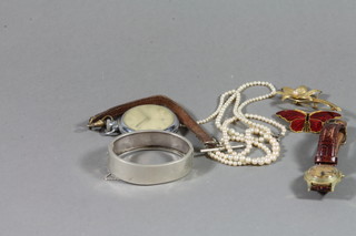 A silver bracelet and a collection of various costume jewellery 
