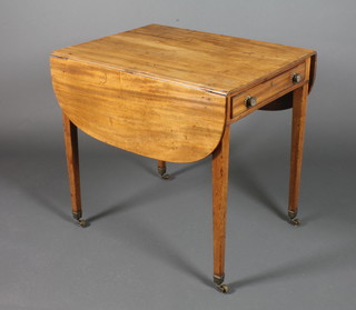 A Georgian mahogany Pembroke table, raised on square tapering legs, 28.5"h x 46"w x 30"d 