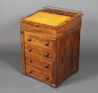 A Regency rosewood Davenport with brass gallery and 4 drawers with knob handles 49"h x 21"w x 20"d 