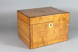A mid Victorian figured walnut jewellery box with rising top and drop flap revealing 2 long drawers 8.5" x 12" x 10"