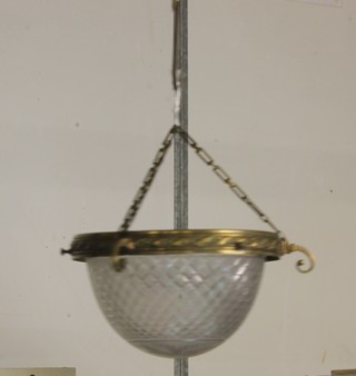 A circular cut glass and metal mounted ceiling light shade 10"