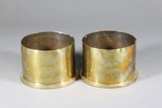 2 WWI 4.5 brass howitzer shell cases, dated 1916 