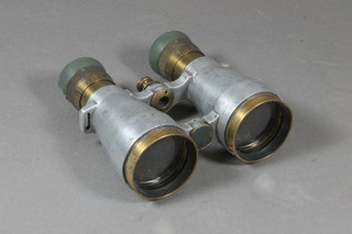 A pair of aluminium and brass binoculars