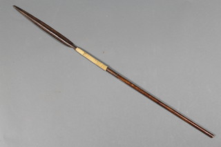 A Zulu dance spear with 12" double edged blade