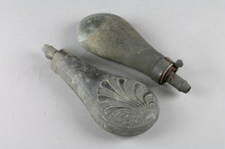 2 19th Century copper powder flasks