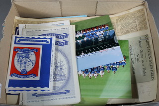 A collection of Portsmouth Football Club football memorabilia including 1950's programmes, a Jim Dickinson farewell programme etc