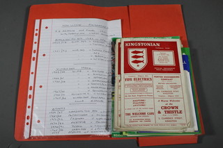 A colllection of non league football programmes including Kingstonian 1949-1952 and Wimbledon 1960's