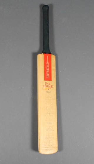 A Gary Nichols signed cricket bat for Paul Parkers 1988 benefit year, signed by the Kent 11 and the Sussex 11
