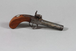 A 19th Century percussion pocket pistol with 3 1/2" barrel, walnut grip  ILLUSTRATED 