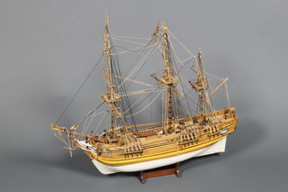 A model of a 3 masted sailing ship 25"