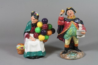 2 Royal Doulton figures - Town Crier HN2219 8" and The Old Balloon Seller HN1315 7"