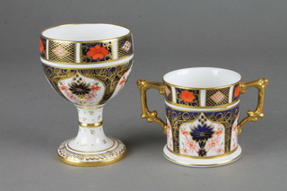 A Royal Crown Derby Imari pattern waisted cup 1128 4", a ditto 2 handled mug 1128