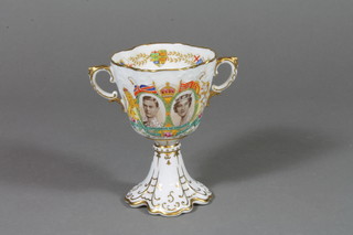 A 1937 Aynsley commemorative 2 handled cup 4" 