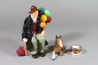 A Royal Doulton figure - The Balloon Man HN1954, a Beswick horse and a Derby patch box