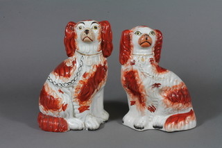 A pair of Victorian Staffordshire Spaniels, f, 8.5"