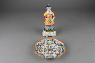 A 19th Century German figure of a Chinaman 8" and a Quimper dish 4" 