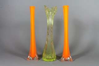 3 Studio glass vases 18"