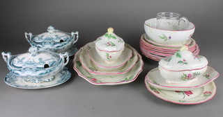 A Luneville French part dinner service and minor items of decorative china