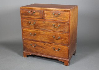 A Georgian mahogany chest of 2 short and 3 long graduated drawers, raised on bracket feet 40" x 37.5" x 21" 