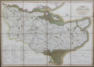 Map, a 19th Century view of Kent by Cowton & Colgate with highlighted borders, 19" x 27.5" 