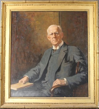 Robert Hope 1918, oil on canvas, a portrait study of Lord Guthrie, seated and holding a book, signed and dated 39" x 35.5" ILLUSTRATED