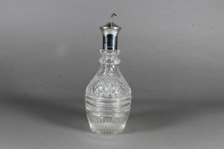 A Victorian cut glass bitters jar with silver collar London 1867  8", maker Henry Perkins & Sons,