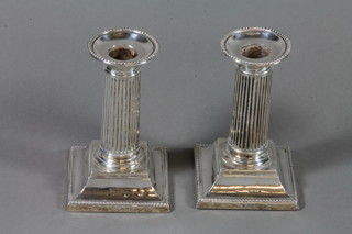 A pair of Victorian silver Corinthian column candlesticks, 5" 