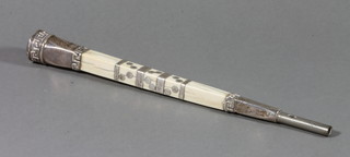 A silver mounted and ivory parasol handle ILLUSTRATED