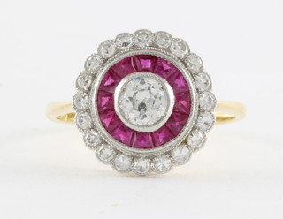 An 18ct white gold dress ring set rubies and diamonds approx 0.75ct