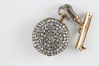 A lady's pendant watch set diamonds, the back plate engraved Souvenir De Monte-Carlo 29 from Charli 