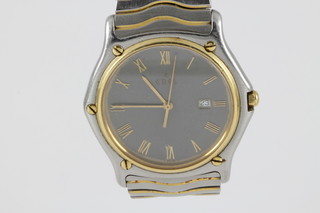 A gentleman's wristwatch by Ebel contained in a steel and gold case