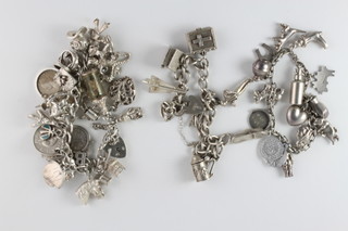 3 silver charm bracelets hung numerous charms 167.4 grams
