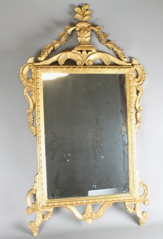 An Adam style gilt wall mirror with urn crest 43" x 24" 