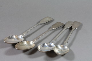 4 Victorian silver fiddle pattern table spoons Exeter 1863 7 ozs