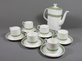 A Royal Doulton Rondelay coffee service comprising coffee pot, 6 cups and 6 saucers