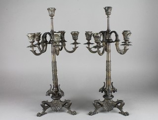 A pair of Regency style bronze 6 light candelabrum 20" 