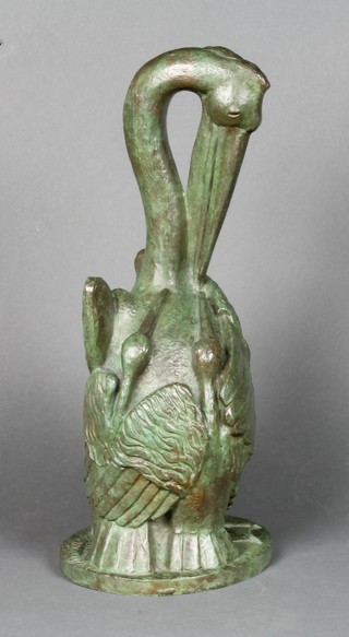 De Martelaere, a bronze study of a standing Pelican in its piety  16"h 