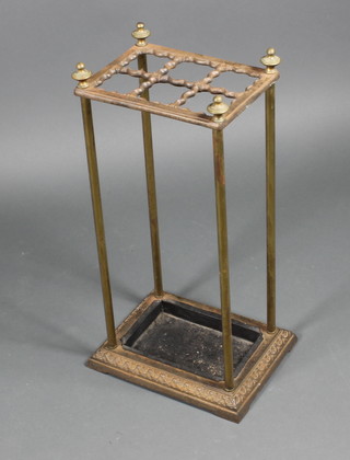 A Victorian brass and iron 6 division stick stand 25"h 