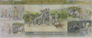An early 20th Century print "Widecombe Fair" with amusing scenes 8" x 24" 