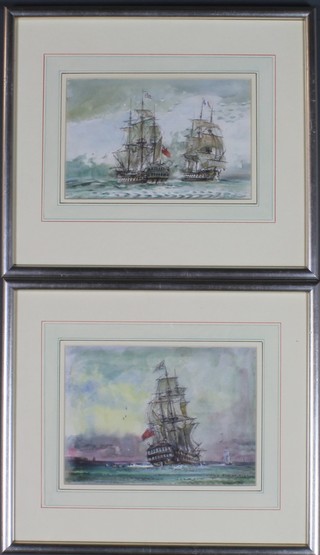 20th Century watercolours, 18th Century maritime studies, indistinctly signed 6" x 9"