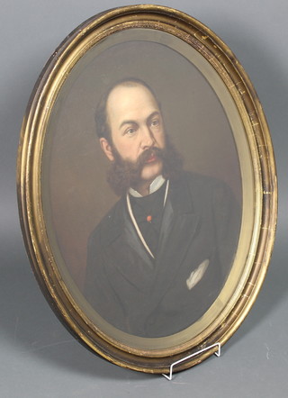 A 19th Century oil painting, study of a Victorian gentleman, oval, 25" x 19"