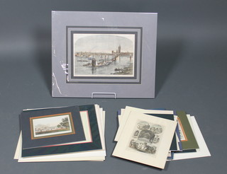 19th Century engravings, a quantity of mainly architectural studies, coloured, unframed