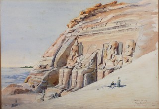 K B L, watercolour, a study of the Temple of Ra Aboo-Simbel Egypt, 1901, monogrammed and dated 10" x 14"